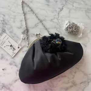 NEW Black Clutch with Flower Detail